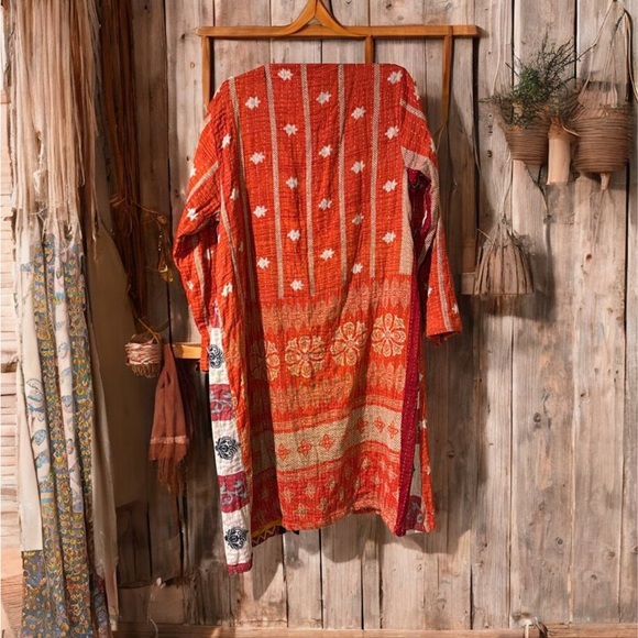 29 KANTHA Long Sleeve Cardigan w Pockets/reversible Handmade - Picture 2 of 4
